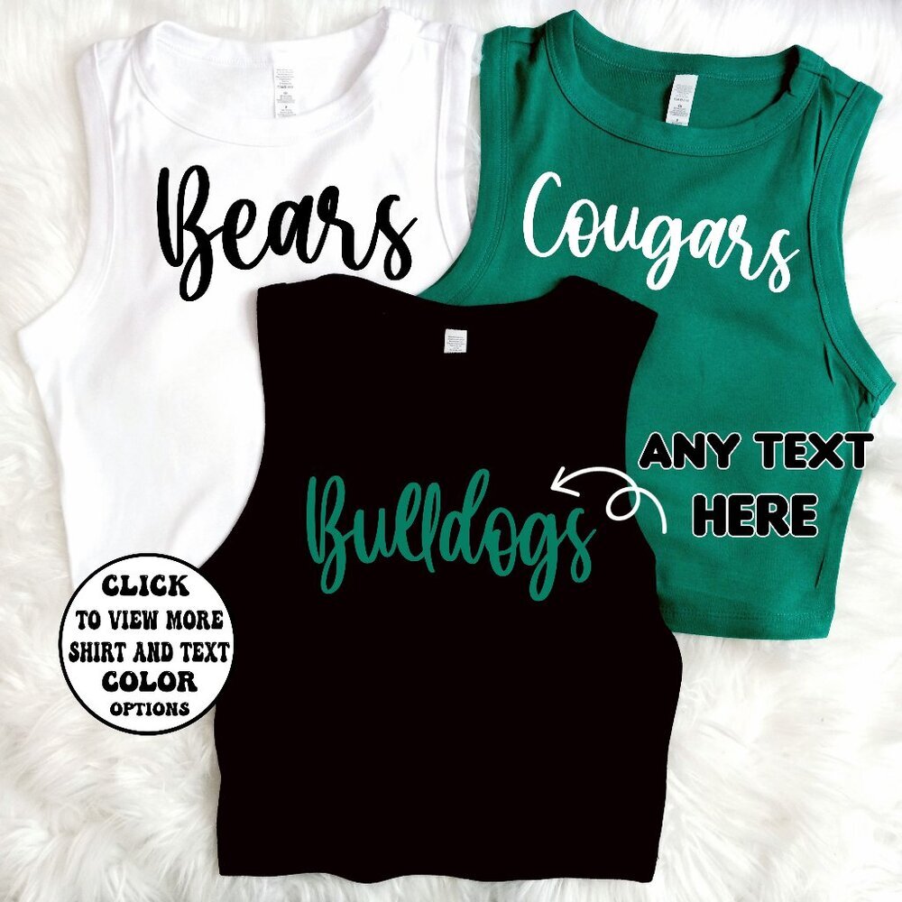 Personalized Cropped Team Mascot College Tank Top Women XS to XL